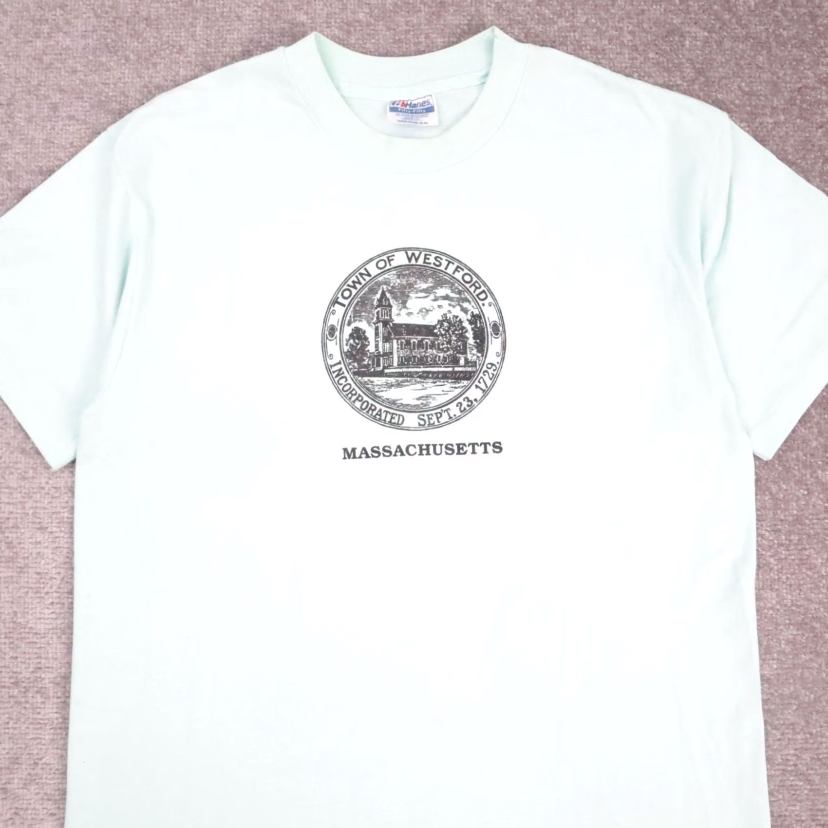 Vintage VINTAGE USA Westford Massachusetts T-Shirt Large Blue Short Sleeve 80s 90s Mens Size US L / EU 52-54 / 3 - 5 Thumbnail
