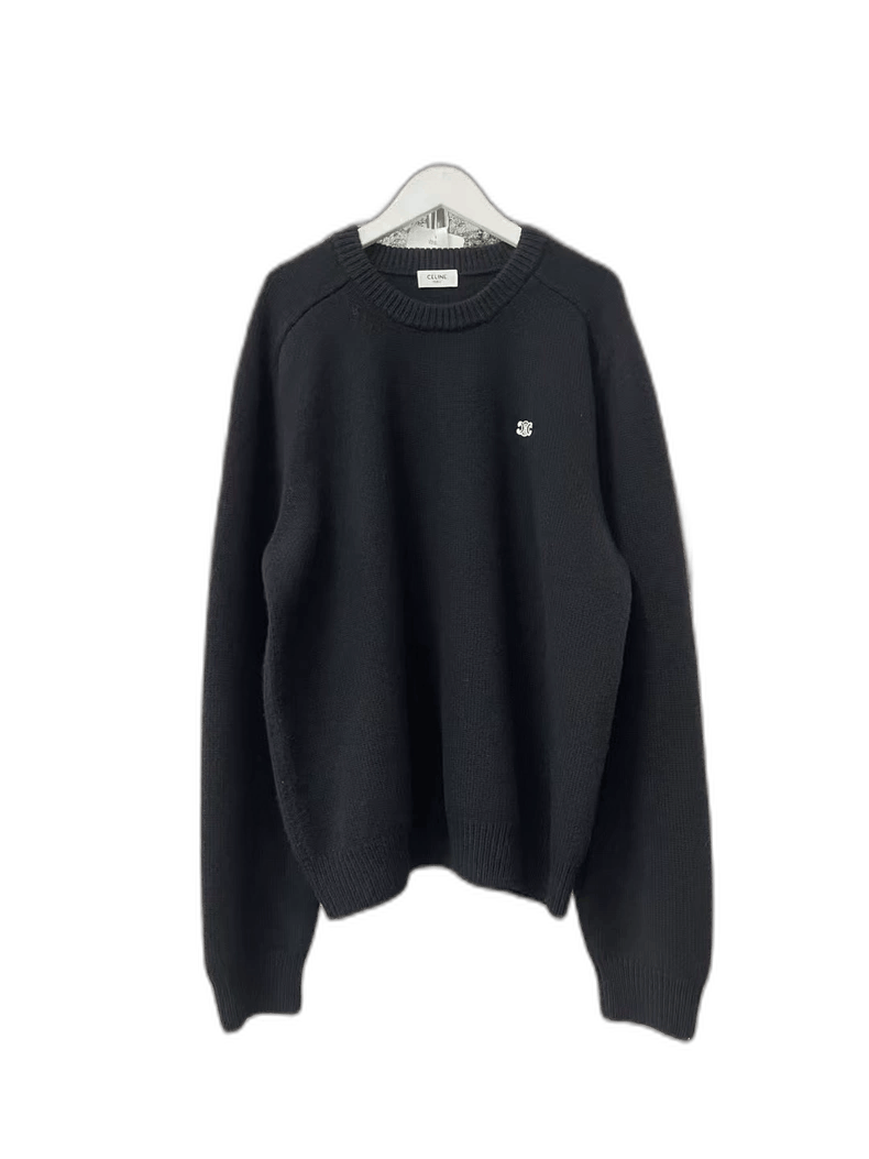 Celine Celine Black Embroidered Sweater with Logo Size US L / EU 52-54 / 3 - 1 Thumbnail