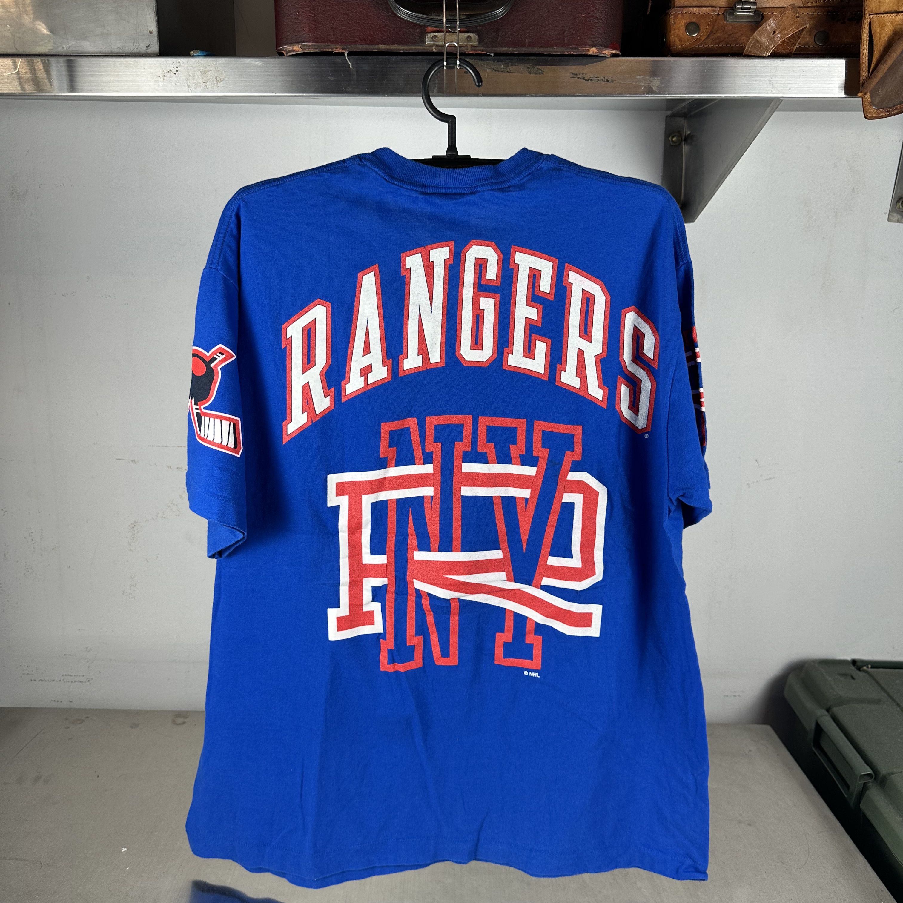 Vintage Vintage 90s New York Rangers Hockey NHL Pro Player T-shirt Size US XL / EU 56 / 4 - 2 Thumbnail