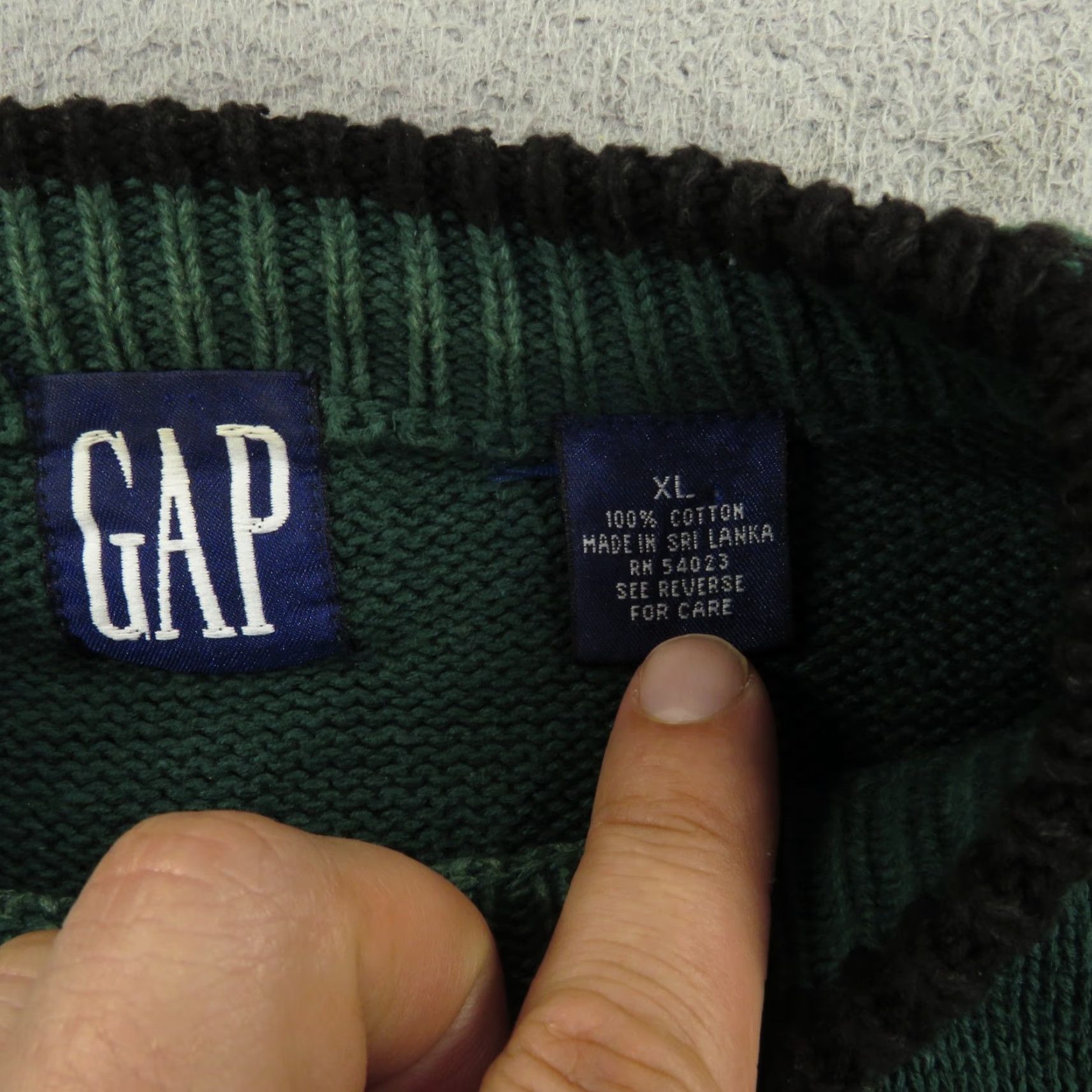 Gap Gap Sweater Men XL Crewneck Fair Isle Vintage 90s Pullover Knit Cotton Green Long Sleeve Chunky Pattern: Fair Isle Size US XL / EU 56 / 4 - 6 Thumbnail