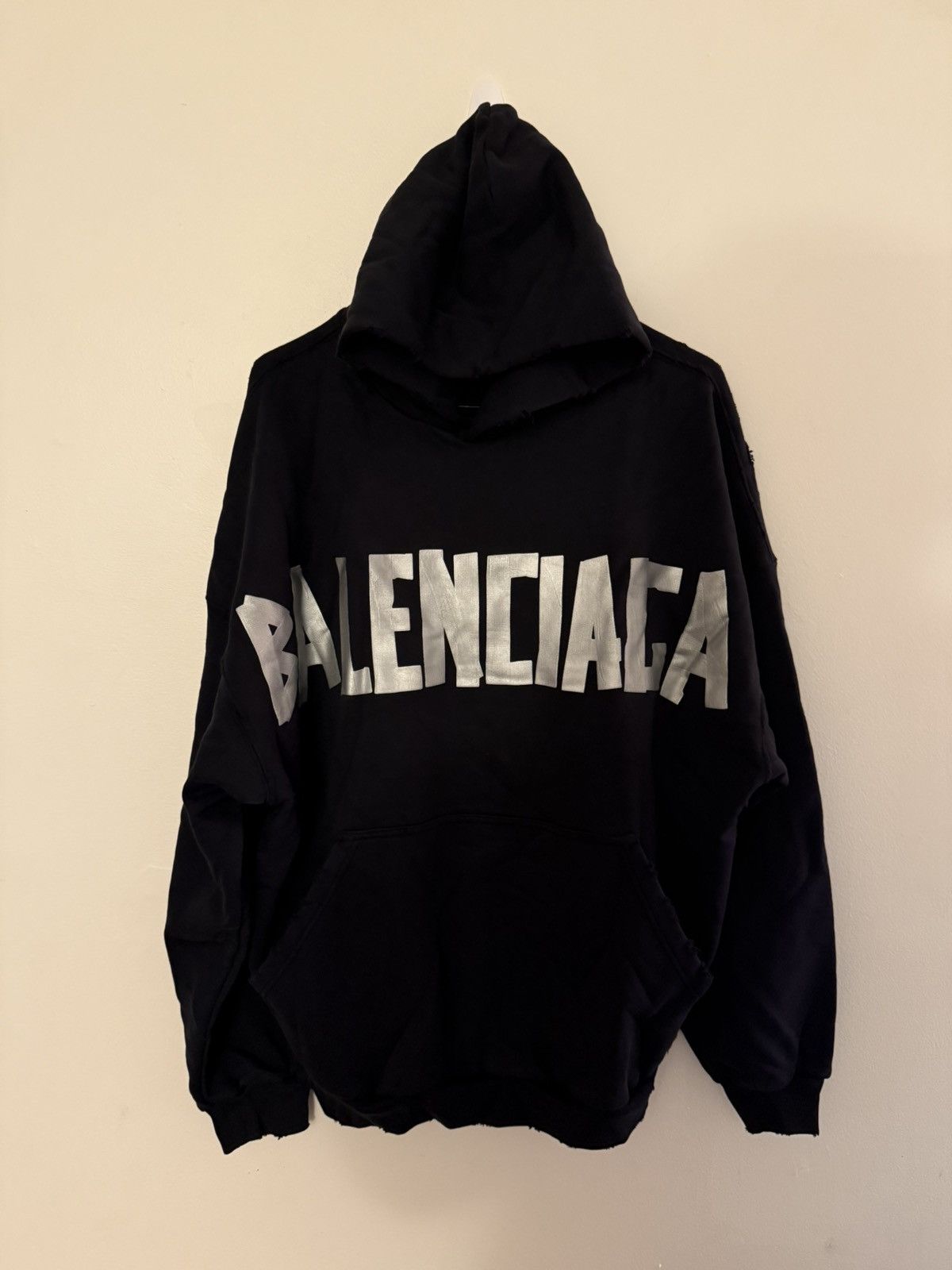 Balenciaga Balenciaga Black Silver Tape Hoodie | Grailed
