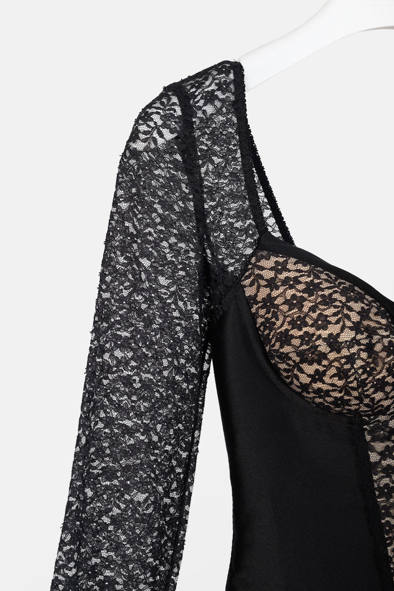 Stella McCartney Stella McCartney Black Lace-Trim Long-Sleeve Bodycon Dress Size M / US 6-8 / IT 42-44 - 4 Thumbnail