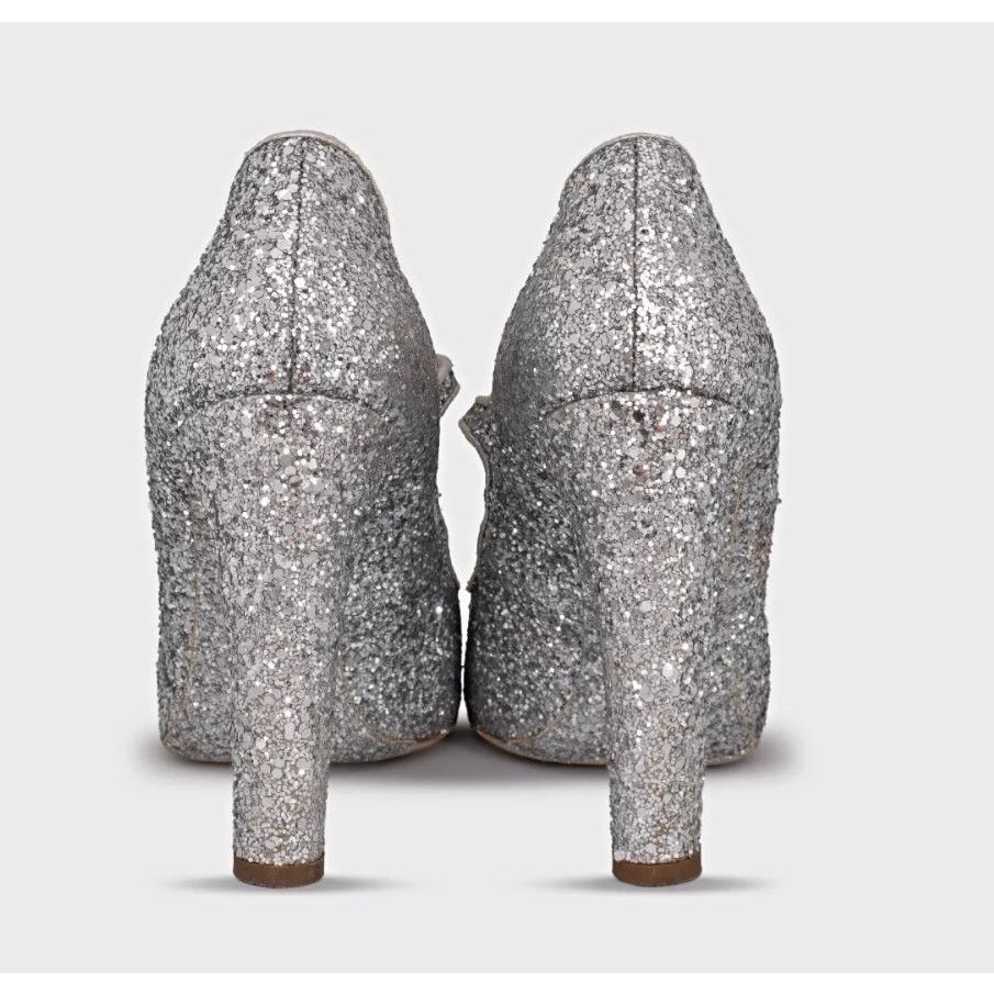 Miu Miu Miu Miu Silver Glitter Block Heel Shoes - Size 39 Size US 9 / IT 39 - 4 Thumbnail