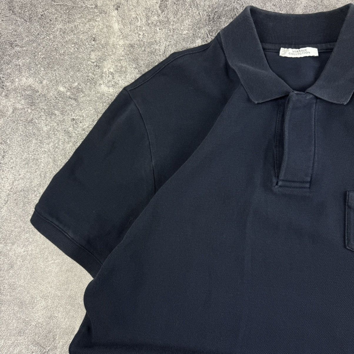Versace Versace Collection Navy Pocket Polo / Tonal Medusa Logo Size US L / EU 52-54 / 3 - 3 Thumbnail