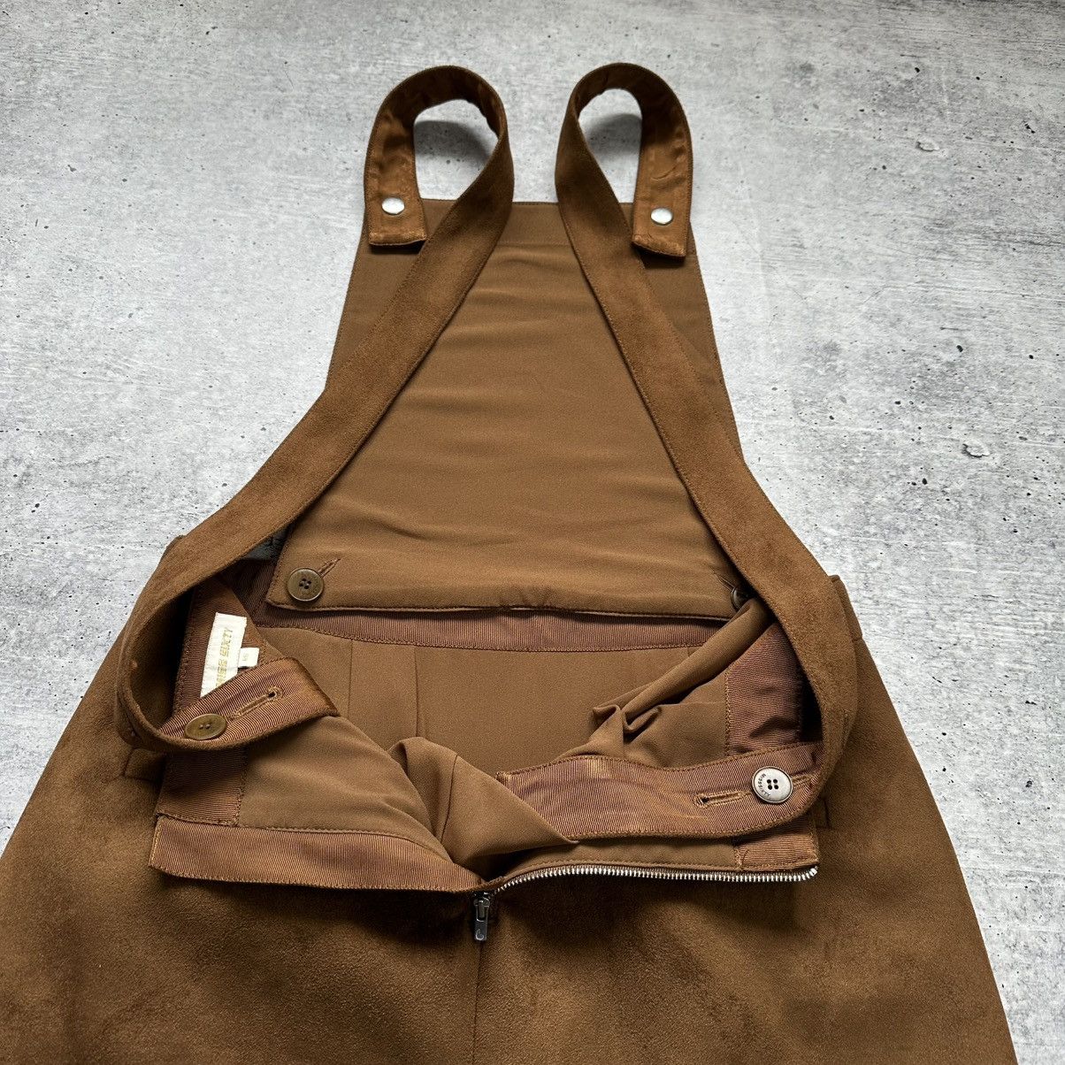 Miss Sixty Miss Sixty Y2K Suede Brown Mini Suspender Skirt Dress Size M Size 27" / US 4 / IT 40 - 15 Thumbnail