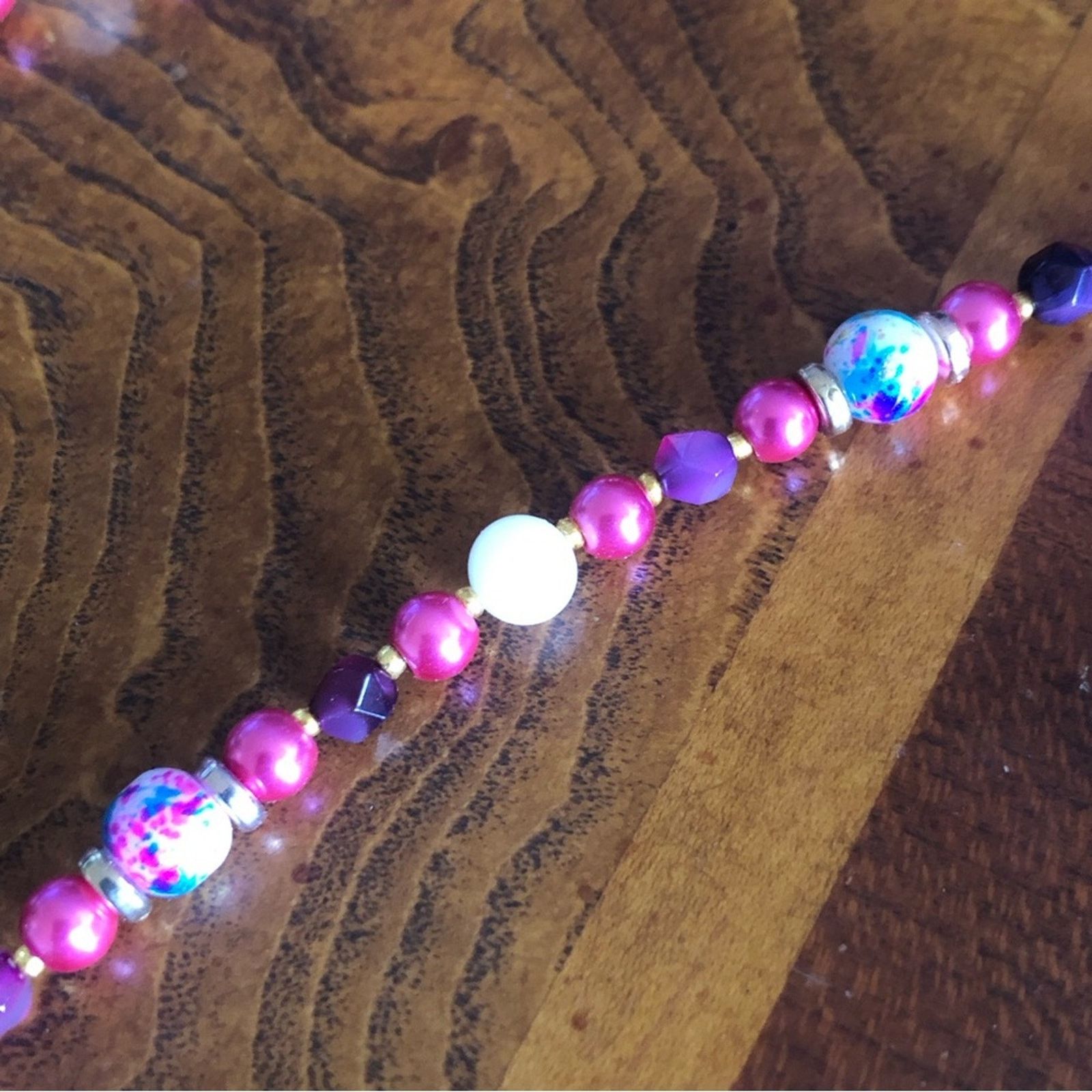 Handmade Handcrafted repurpose filigree milk glass garnet necklace Size ONE SIZE - 8 Thumbnail