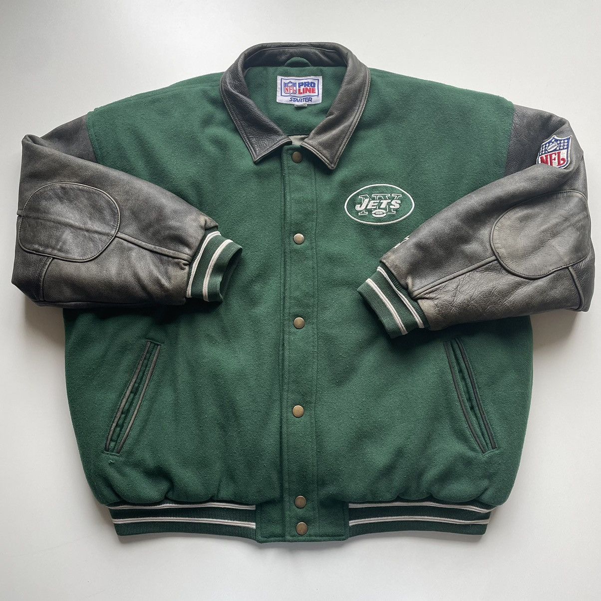 image of Vintage 90's New York Jets Nfl Starter Varsity Jacket XL in Green, Men's