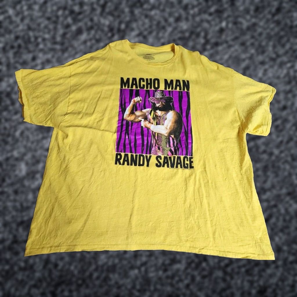 Vintage VINTAGE Mens XXL Macho Man Randy Savage T Shirt Yellow WWE WWF Sports Retro Mens Short Sleeve Crew Neck Graphic Tee Size US XXL / EU 58 / 5 - 1 Thumbnail