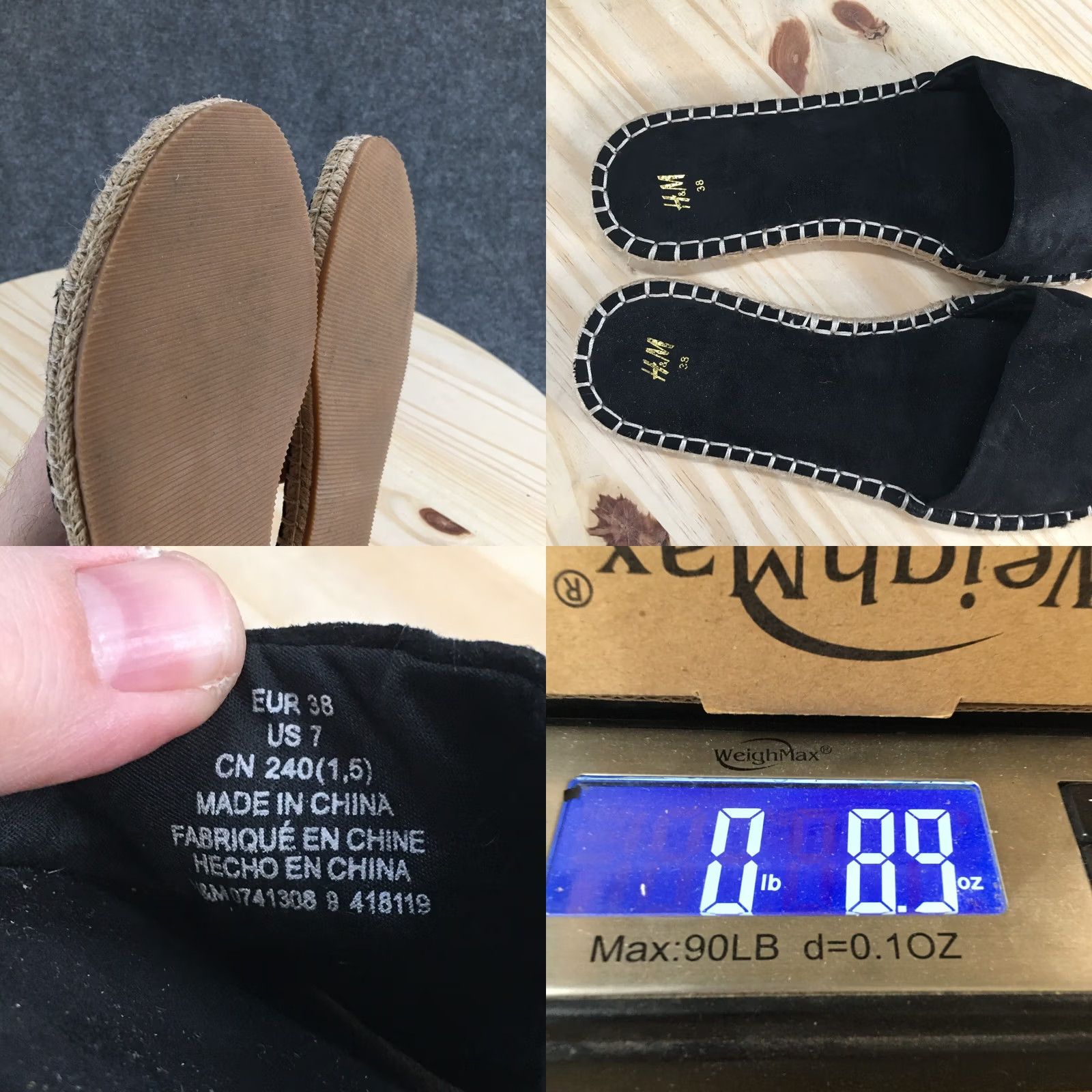 H&M H&M Sandals Womens 7 Espadrille Slide Black Open Toe Comfort Flat Casual Slip On Size US 7 / IT 37 - 9 Thumbnail