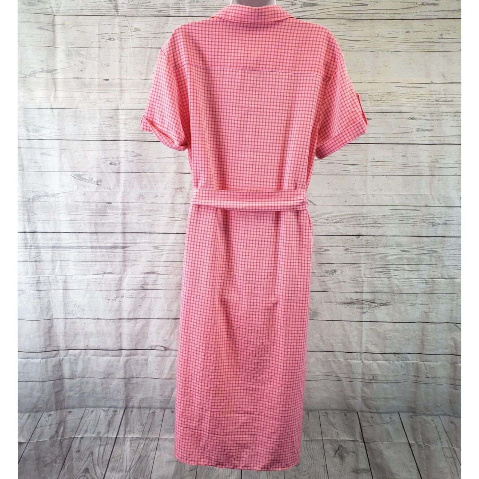 Vintage Draper James Womens Dress Shirt Dress Sz Small Pink Orange Short Sleeve Button Front Collared Vintage No Size 28" / US 6 / IT 42 - 4 Thumbnail