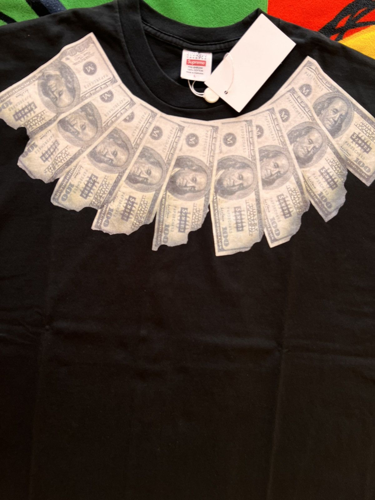 Maison Margiela × Supreme L - Supreme x MM6 Maison Margiela Money S/S Top Black dollar Size US L / EU 52-54 / 3 - 2 Thumbnail