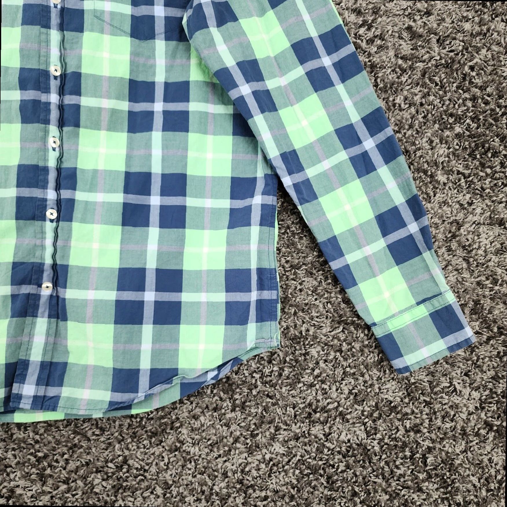 American Eagle Outfitters American Eagle Plaid Button Up Shirt Mens Long Sleeve Big & Tall Green Blue Size US L / EU 52-54 / 3 - 2 Thumbnail