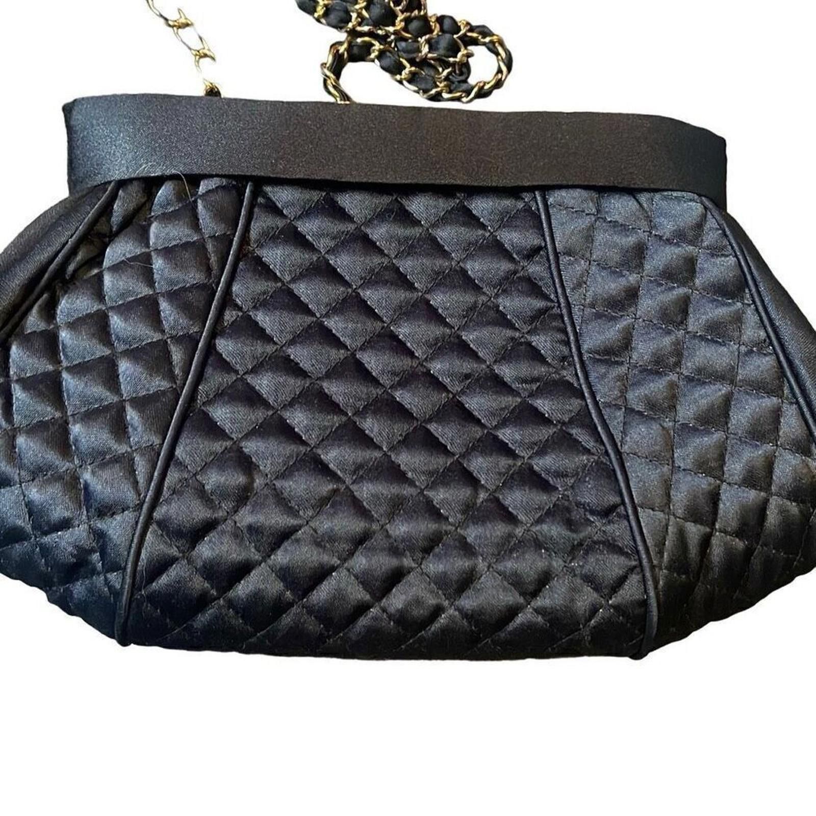 Designer Vintage De Lill quilted fabric evening bag black Size ONE SIZE - 1 Thumbnail