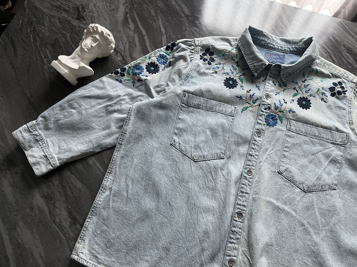 Lucky Brand Lucky Brand : Denim Shirt Flower Embroidered Size US XL / EU 56 / 4 - 5 Thumbnail