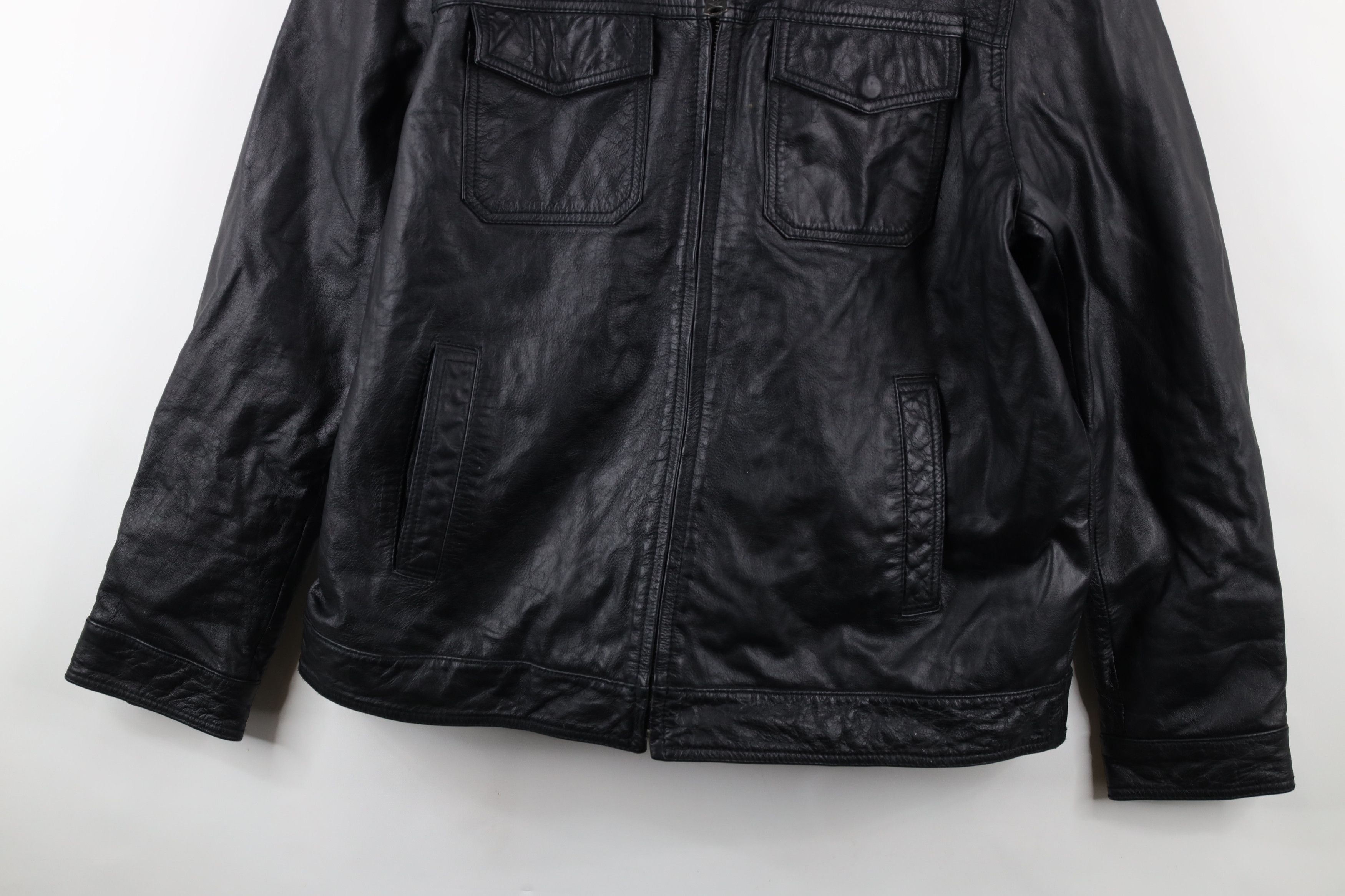 Dockers × Vintage Vintage Dockers Leather Quilted Full Zip Bomber Jacket Black Size US XL / EU 56 / 4 - 3 Thumbnail