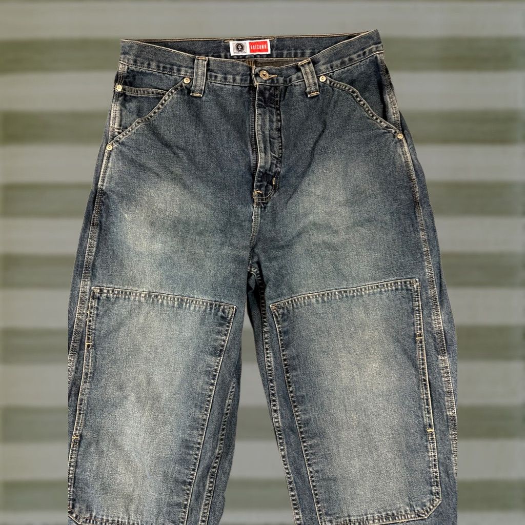 Vintage Arizona Wide Leg Jeans Mens 34x30 Blue Denim Baggy Knee Pocket Skater Streetwear Hip Hop 5-Pocket Design Jeans Mens Regular Blue and Denim Collection Size US 34 / EU 50 - 1 Thumbnail