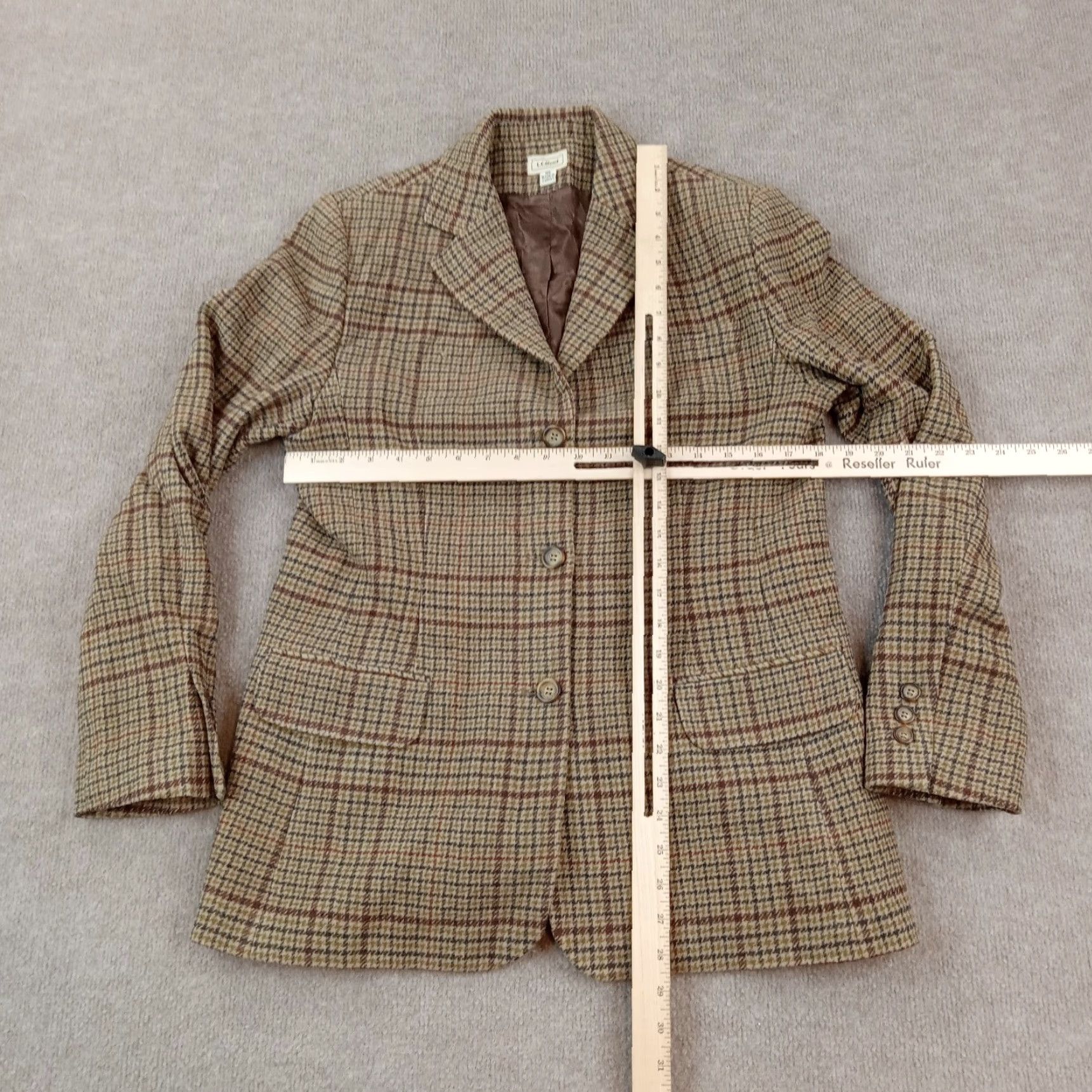 Vintage L.L. Bean Women's Brown Plaid Wool Cashmere Blazer Jacket Size 10R Size L / US 10 / IT 46 - 2 Thumbnail