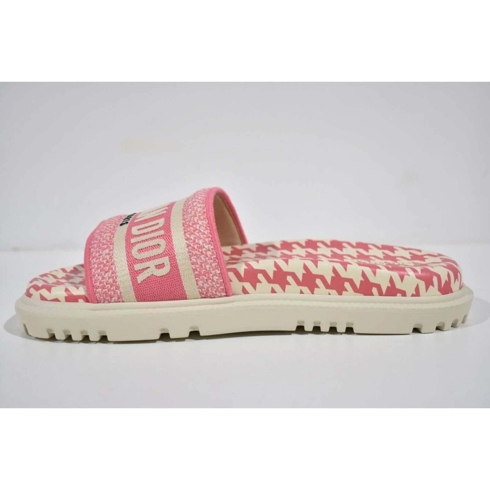 Dior Dway White Logo Houndstooth Slide Mule Flat Flop Sandal 41.5 Size US 11.5 / IT 41.5 - 9 Thumbnail