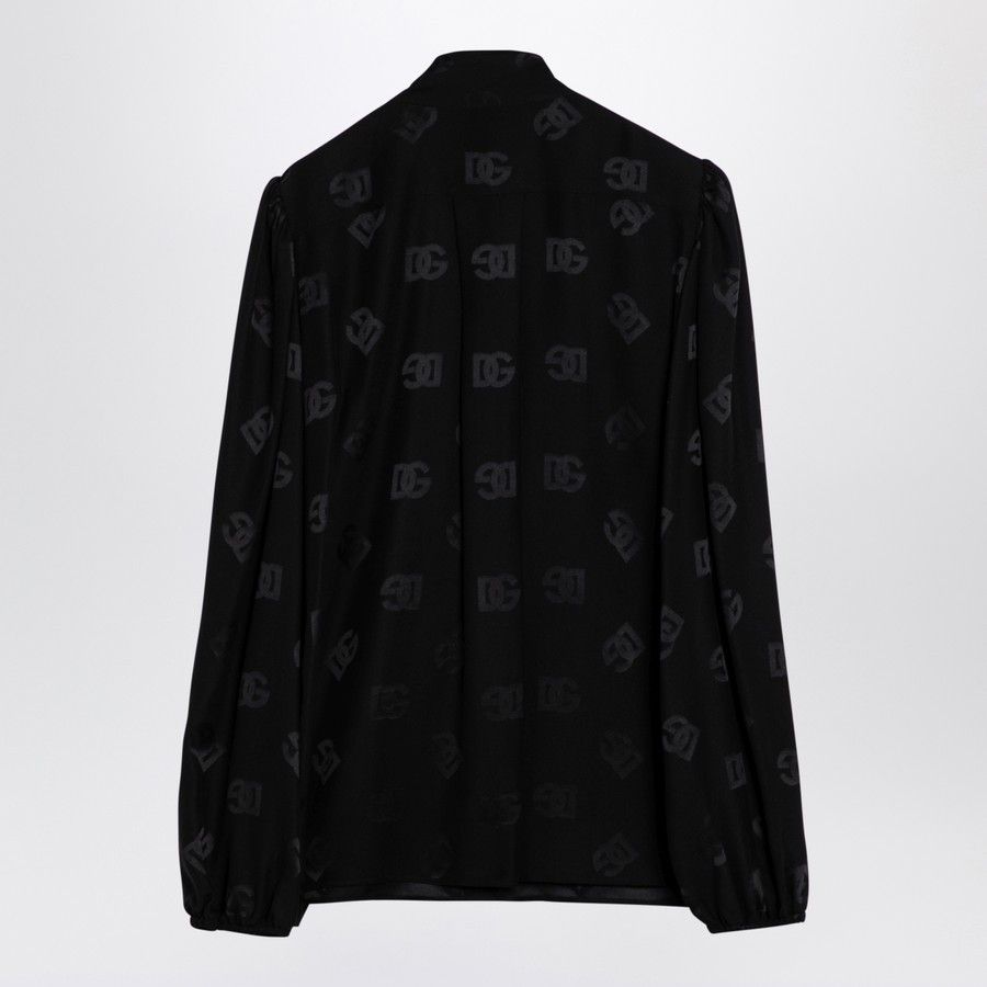 Dolce & Gabbana o1d2blof0824 Silk Logo Shirts in Black Size S / US 4 / IT 40 - 2 Thumbnail