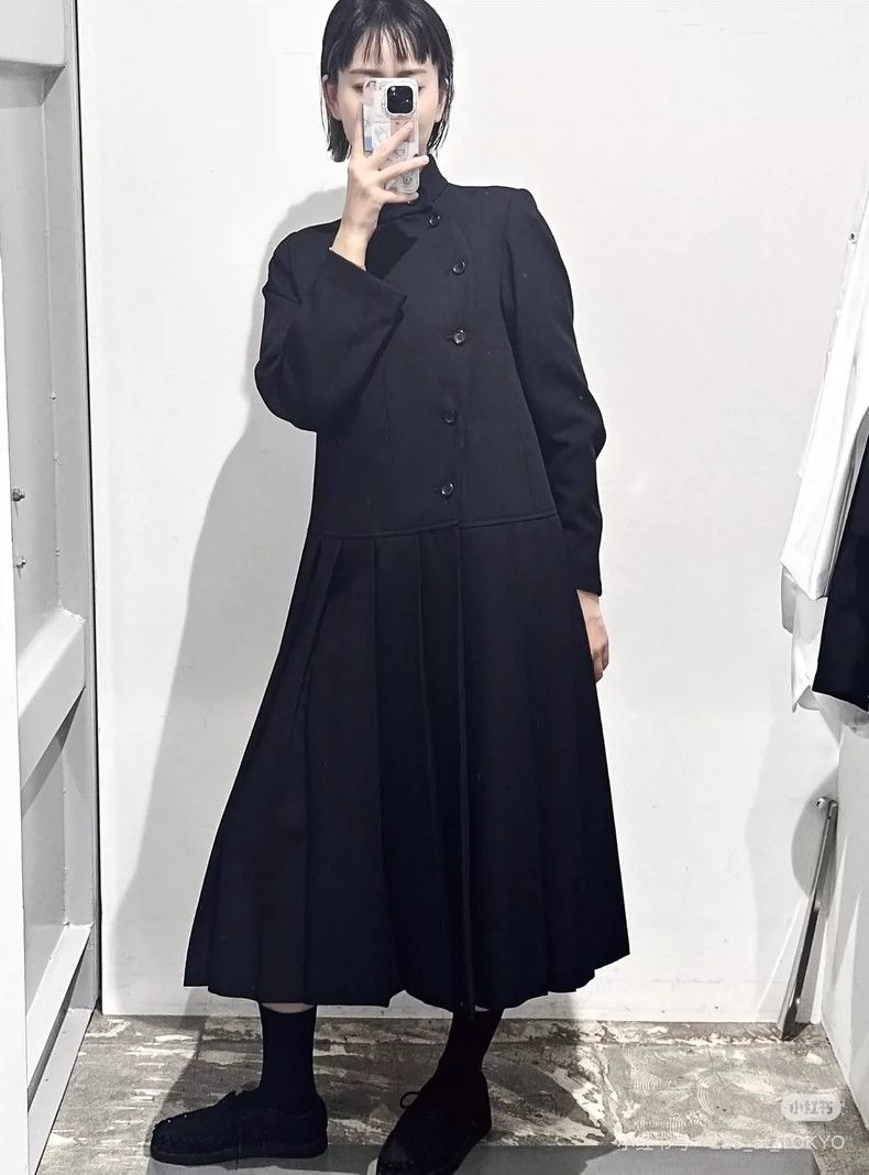 Comme des Garcons Comme Des Garcons Wool stand-up collared college pleated d Size S / US 4 / IT 40 - 6 Thumbnail