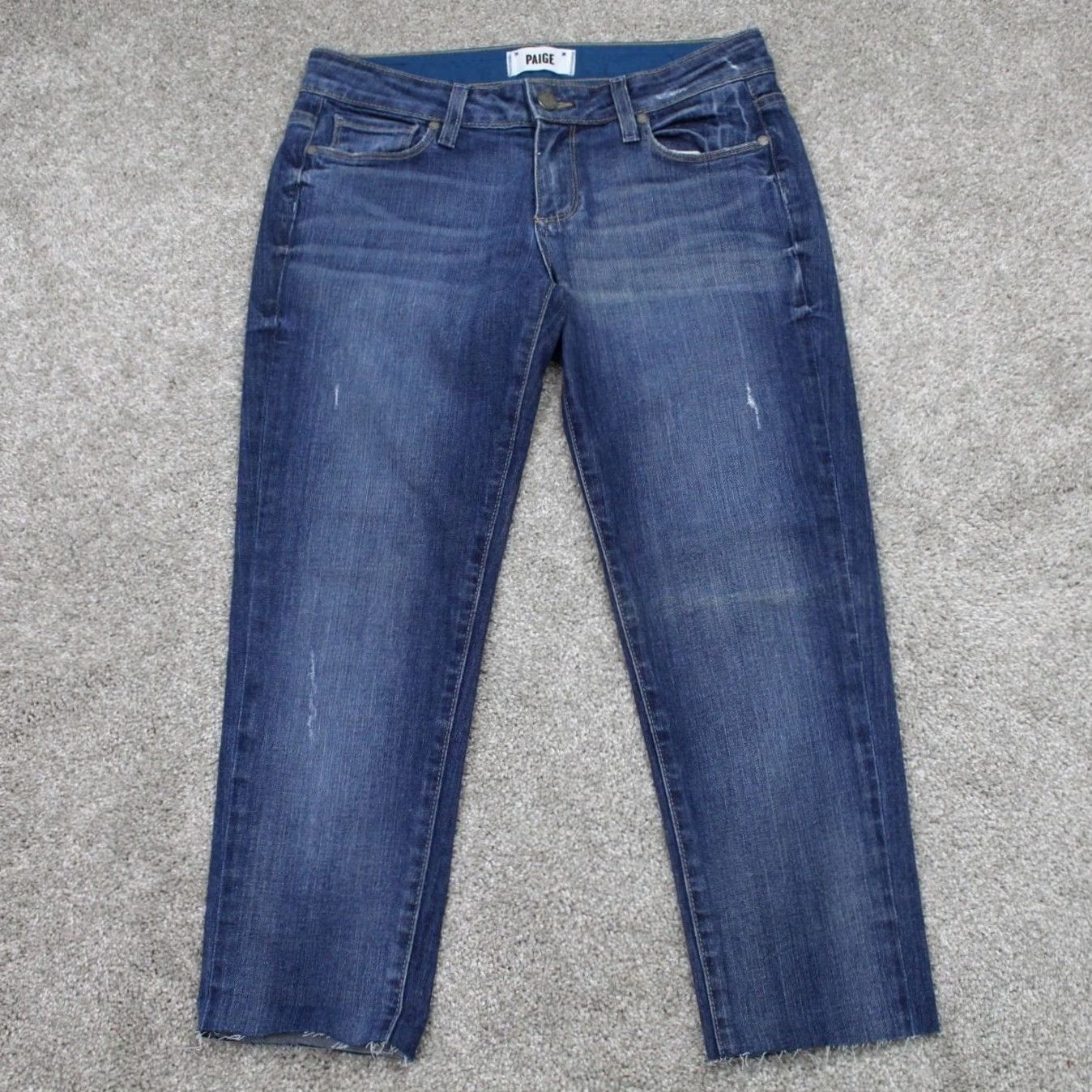 Paige PAIGE Jimmy Skinny Jeans Womens 25 Blue Distressed Capris 22" Inseam Jeans Size 42" / US 20 - 2 Thumbnail