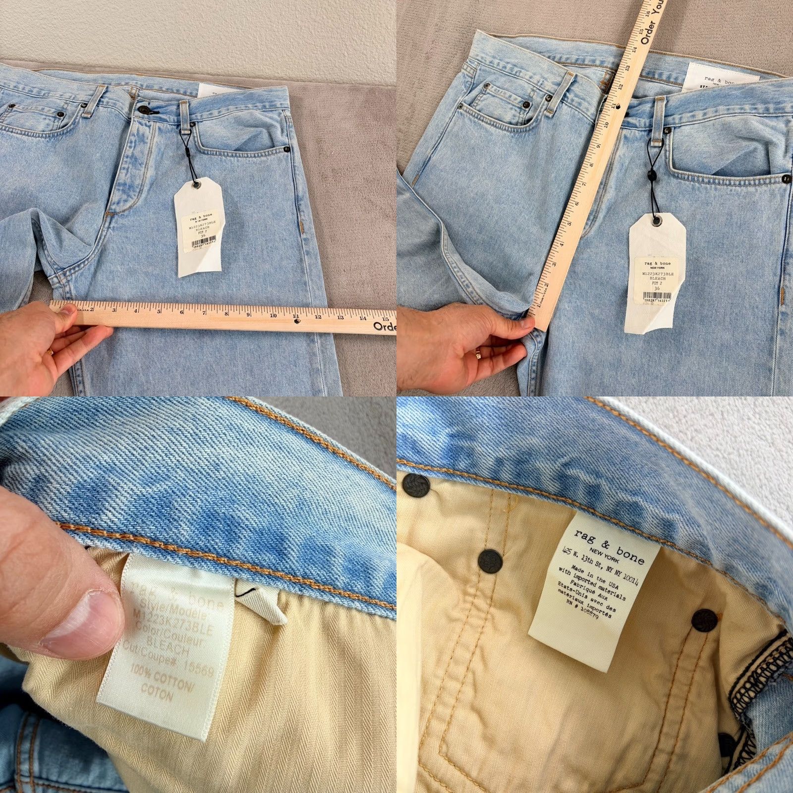 Rag & Bone rag & bone Fit 2 Slim Jeans Button Fly 5-Pocket Denim Bleach Blue 36x33 USA Made NWT Men IUSA USA Size US 36 / EU 52 - 9 Thumbnail