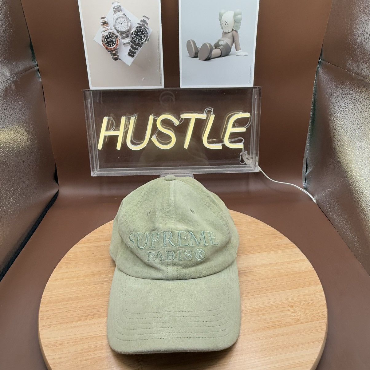 Supreme Supreme NY Mint Green Suede PARIS Tonal Logo 6 Panel Cap Hat Size ONE SIZE - 1 Thumbnail