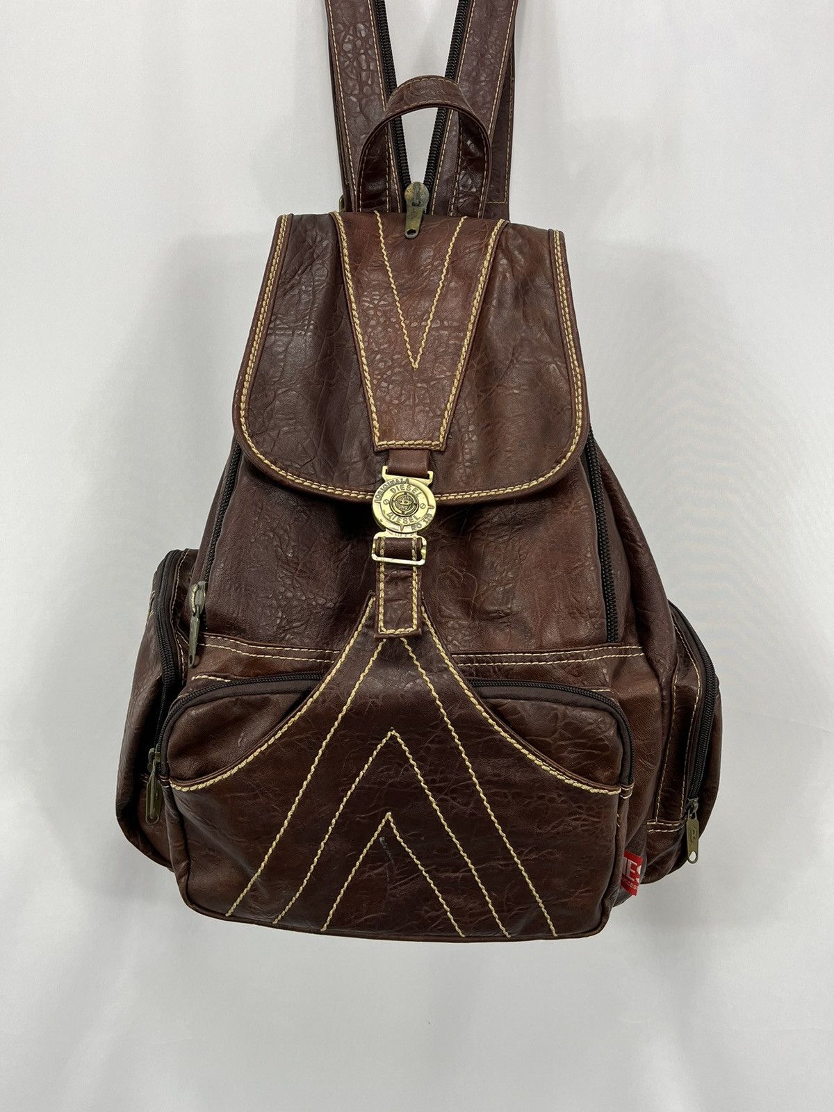 Diesel × Diesel Black Gold Vintage Diesel 90s Leather Backpack Sling Bag 90s Size ONE SIZE - 2 Thumbnail