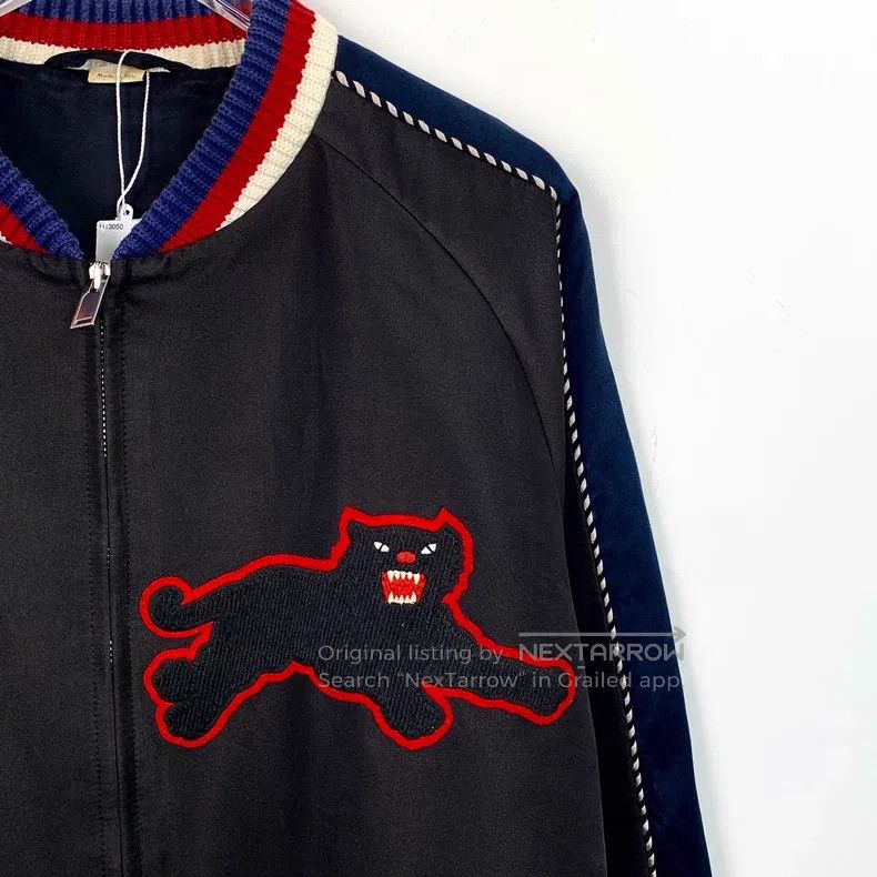 Gucci Gucci Black tiger embroidered mulberry silk zipper long-sl Size US M / EU 48-50 / 2 - 3 Thumbnail