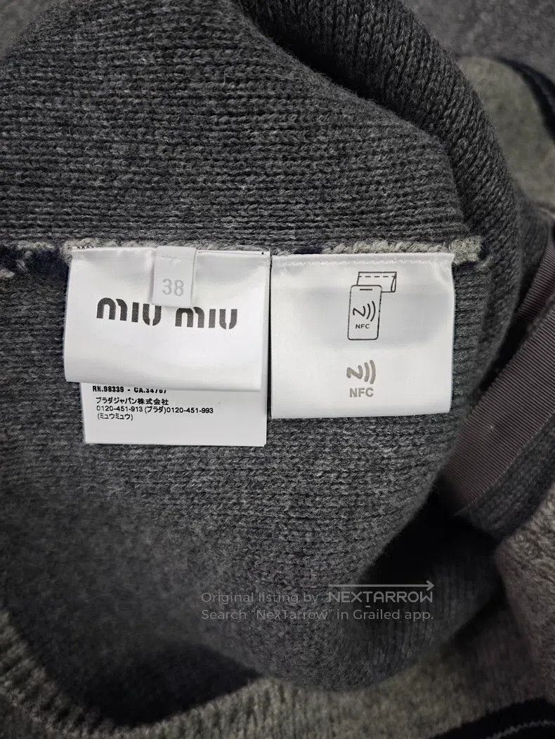 Miu Miu Miu Miu 38 Double knit logo patch cardigan sweater Size M / US 6-8 / IT 42-44 - 4 Thumbnail