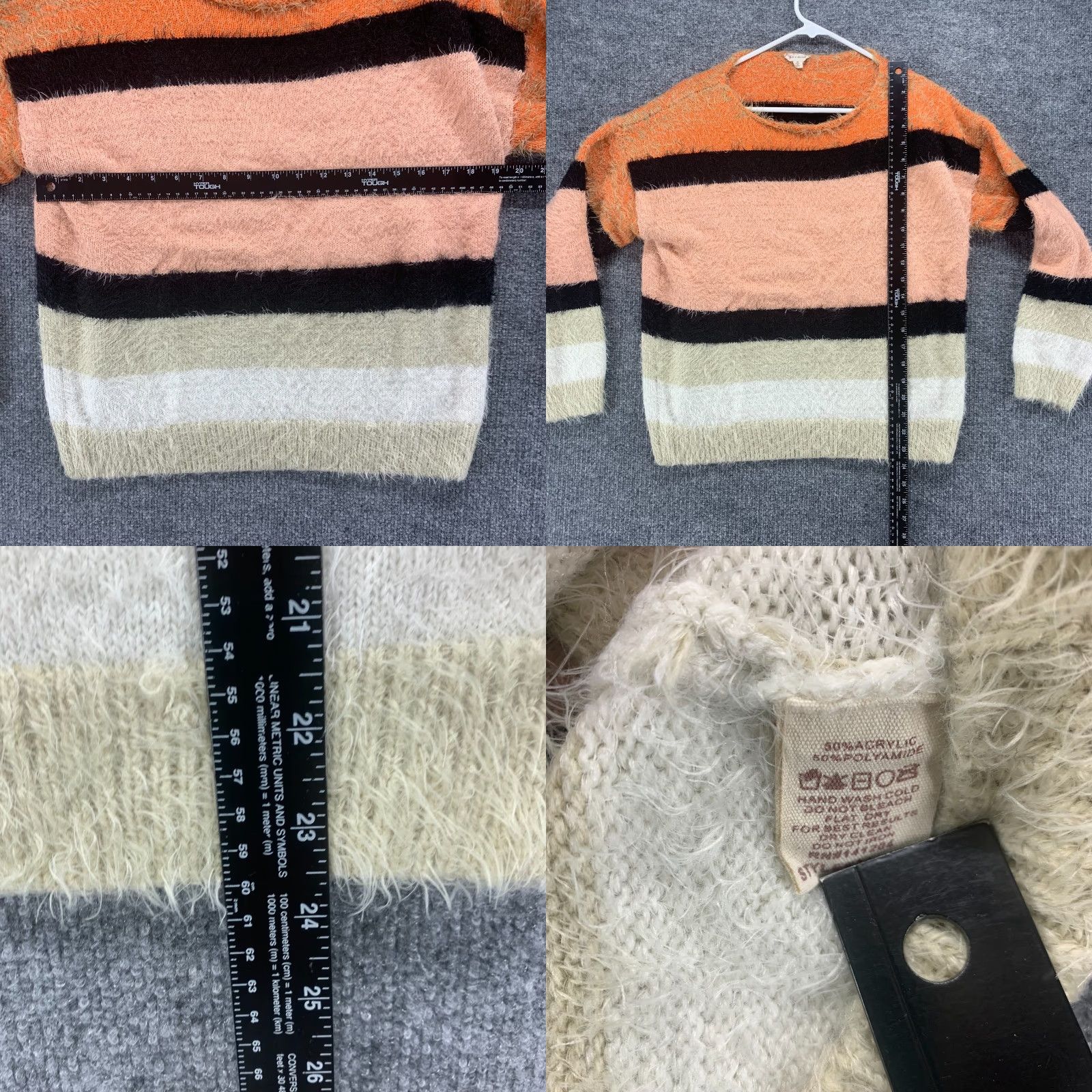 Vintage Hem & Thread Striped Pullover Sweater Womens Medium Orange Casual Acrylic Blend Size M / US 6-8 / IT 42-44 - 8 Thumbnail