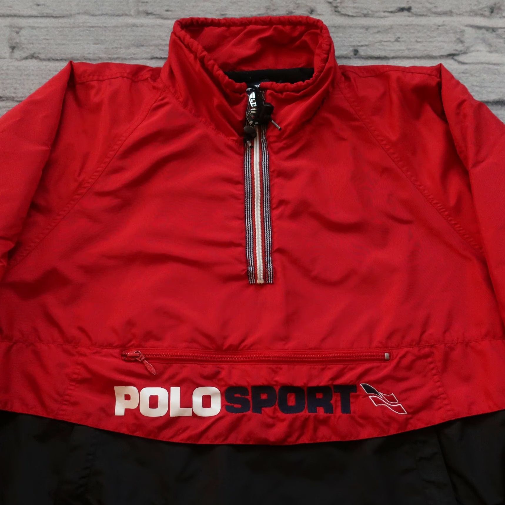 Polo Ralph Lauren VINTAGE Polo Sport Ralph Lauren Logo Pullover Jacket Men XL Red Black Jacket Mens Size US XL / EU 56 / 4 - 2 Thumbnail