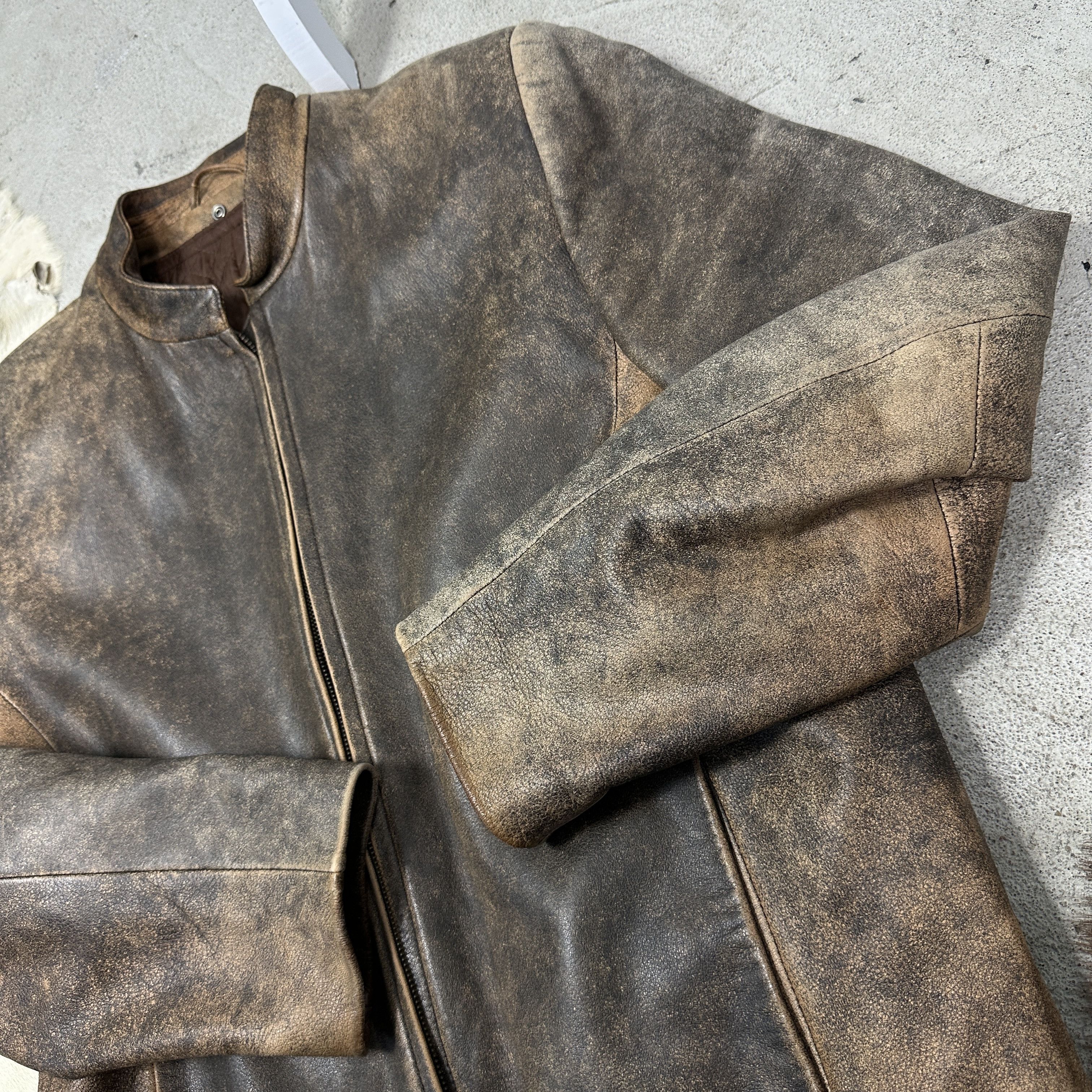 Vintage Vintage Leather Biker Moto Oversize Washed Jacket 00s Size US XL / EU 56 / 4 - 9 Thumbnail