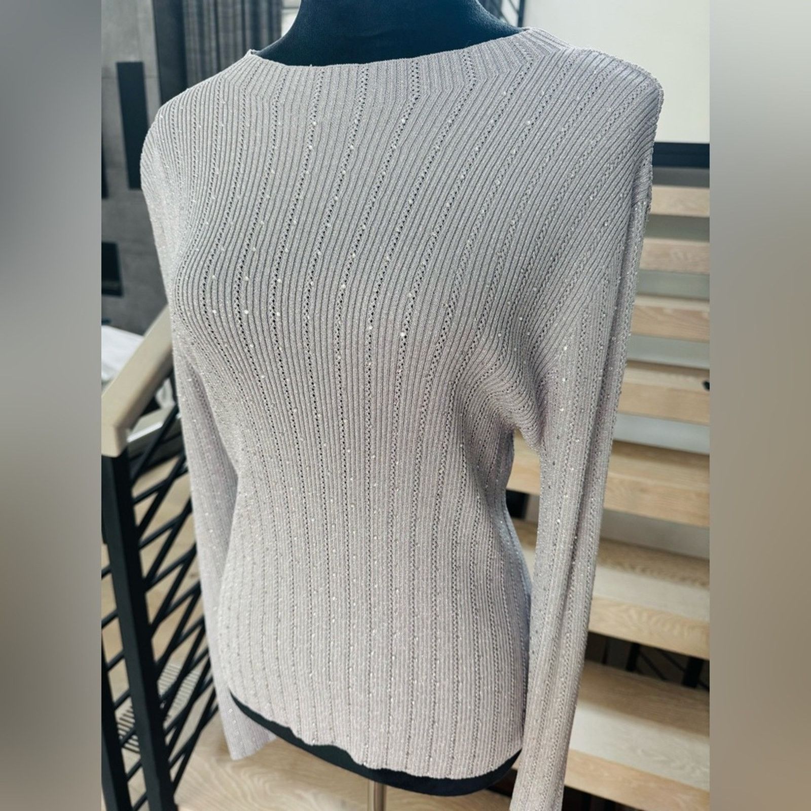 Other New Elegant Silver Sweater with Rhinestones size S Size S / US 4 / IT 40 - 3 Thumbnail