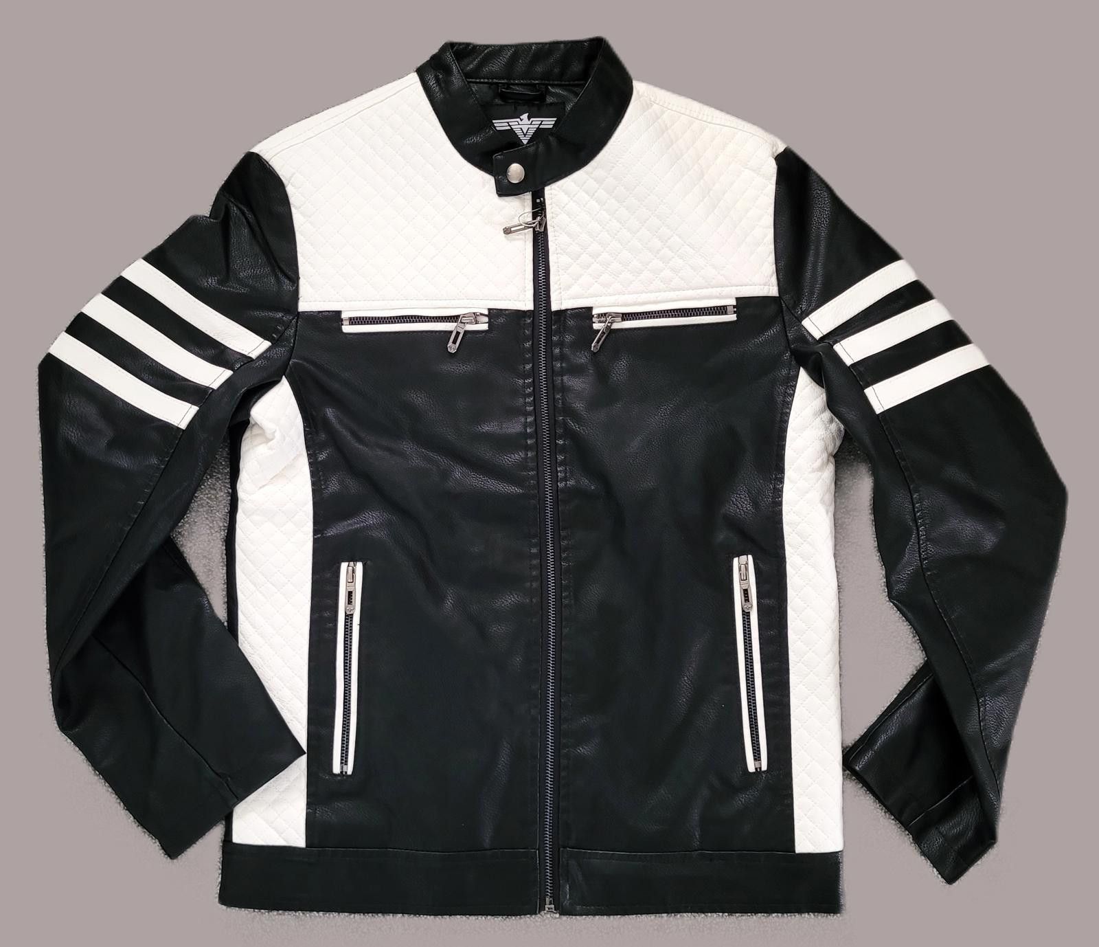 Other Men’s Large Moto Racer Black & White Pleather Jacket - NEW Size US L / EU 52-54 / 3 - 1 Thumbnail