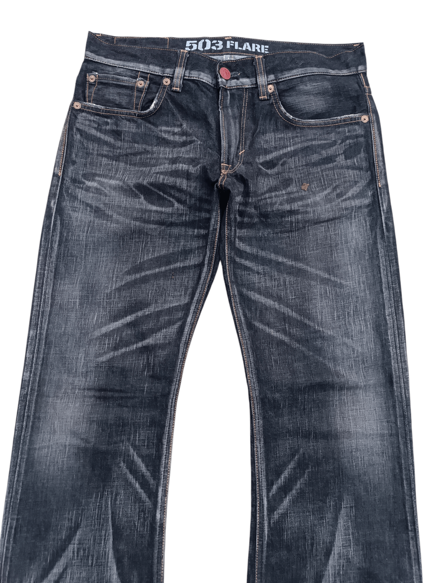 Edwin EDWIN 503 FLARE FADED & RUSTY PUNK STYLE WHISKERS DENIM Size US 34 / EU 50 - 2 Thumbnail