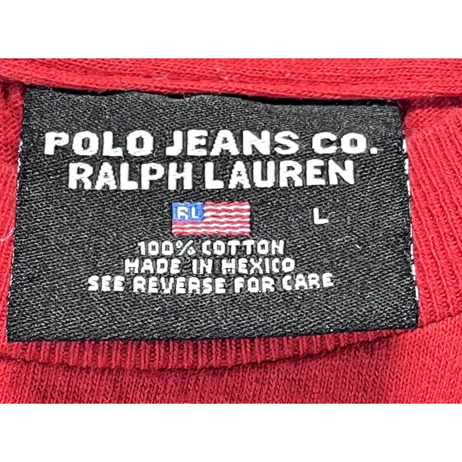 Ralph Lauren VINTAGE Polo Jeans Co Ralph Lauren Graphic T-Shirt Adult Large Red 90s Crew Neck Mens Size US L / EU 52-54 / 3 - 4 Thumbnail