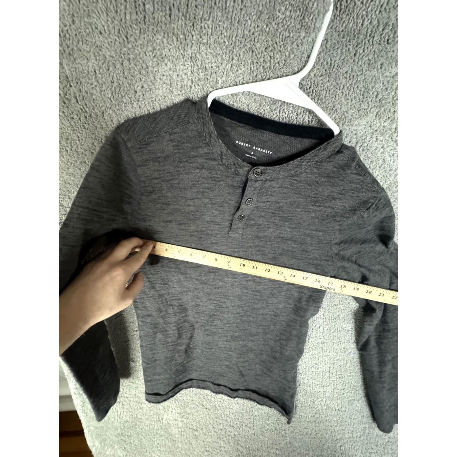 Vintage Robert Barakett Shirt Mens Small Gray Henley Long Sleeve Casual Tee Top Size US S / EU 44-46 / 1 - 7 Thumbnail