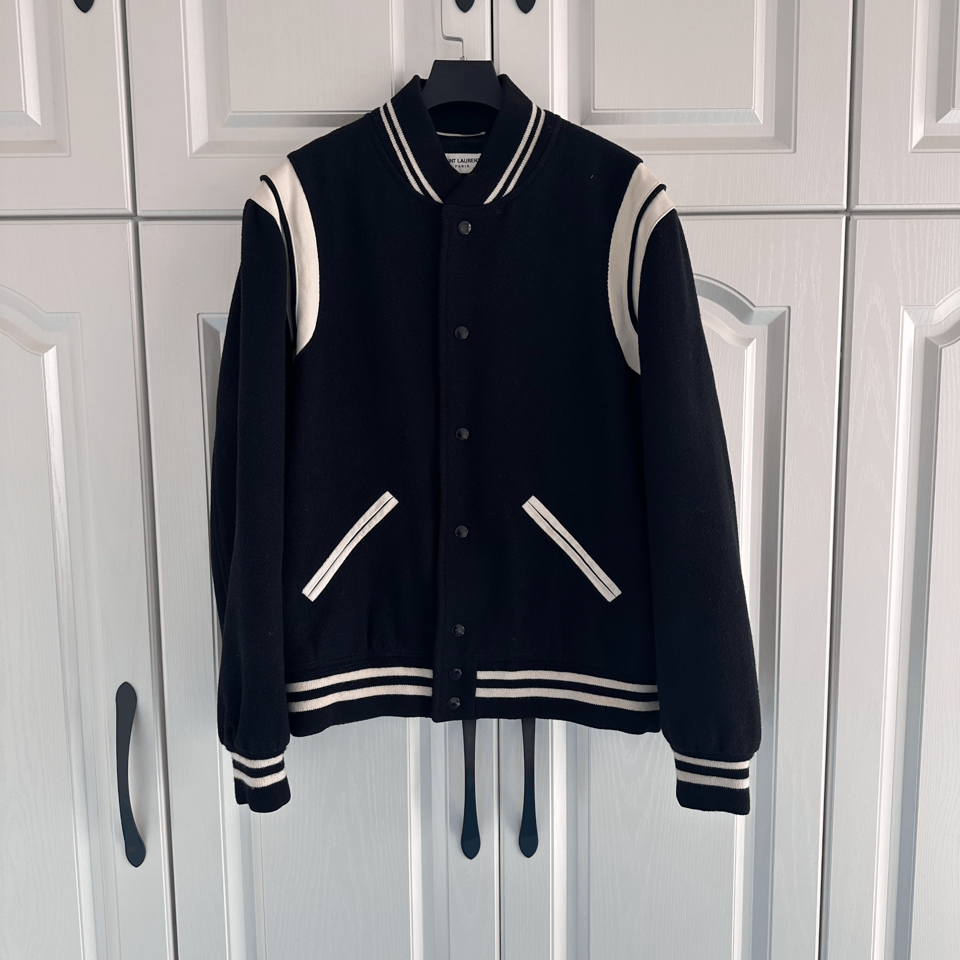 Saint Laurent Paris Saint Laurent Black White Varsity Jacket Size US L / EU 52-54 / 3 - 1 Thumbnail