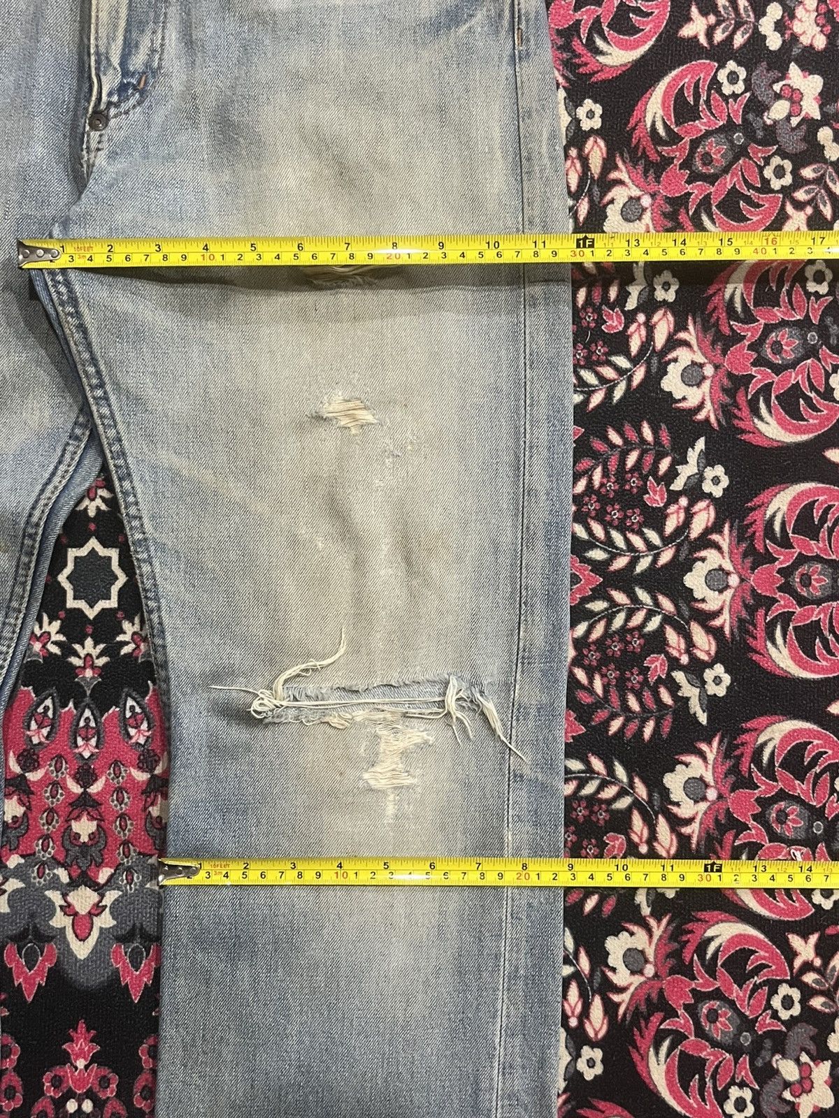 Big John Vintage Japan Big John Union Made Repro Heavy Fade Rip Jeans Size US 32 / EU 48 - 14 Thumbnail