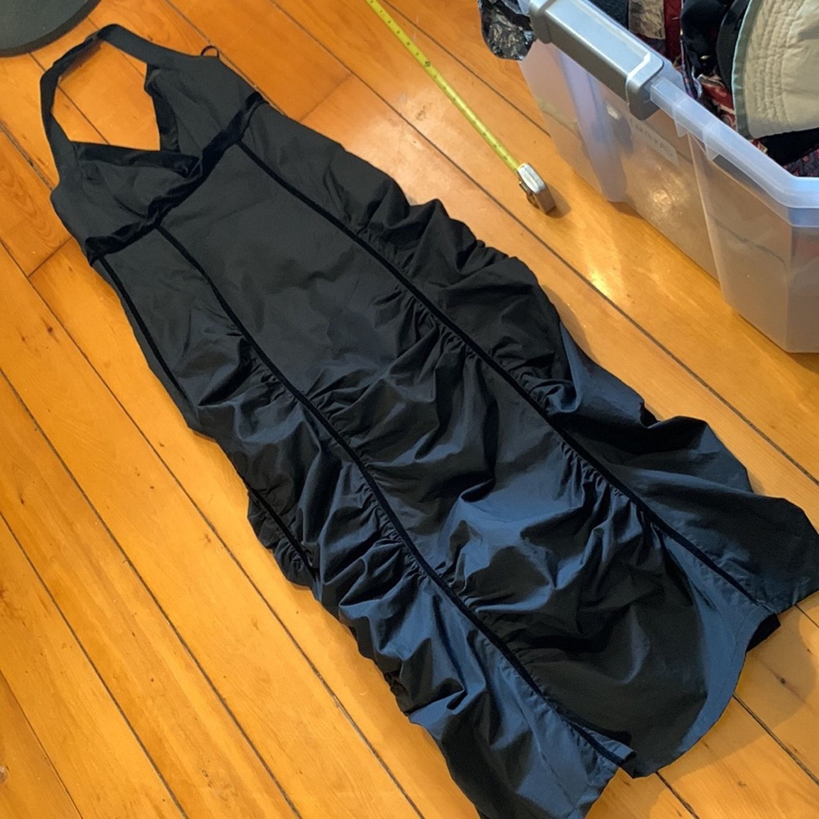 Vintage Ronen Chen Israel black ruched sexy modern halter gown dress Size S / US 4 / IT 40 - 5 Thumbnail