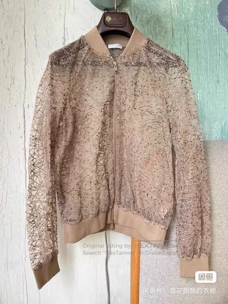 Brunello Cucinelli Brunello Cucinelli Sequined Flight Jacket Size S / US 4 / IT 40 - 1 Thumbnail