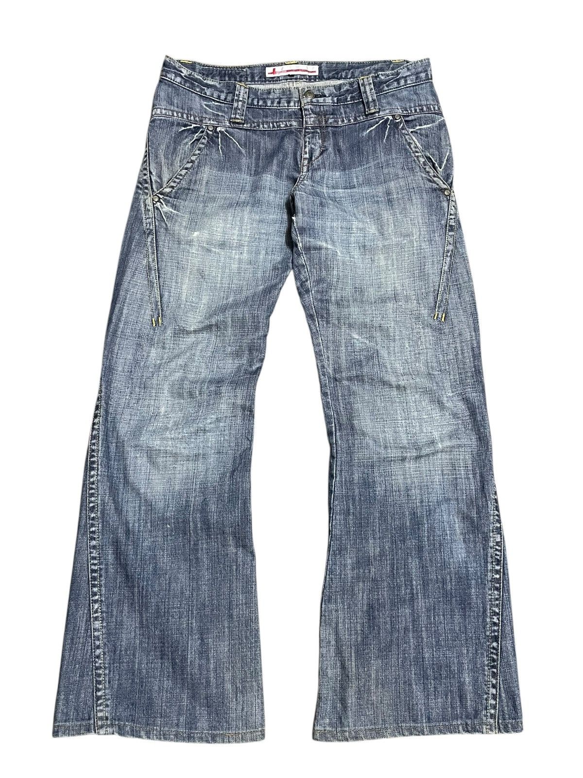 If Six Was Nine Vintage Y2k Genoese Tante Cose Buone Cross Logo Flare Jeans Size US 33 - 1 Thumbnail