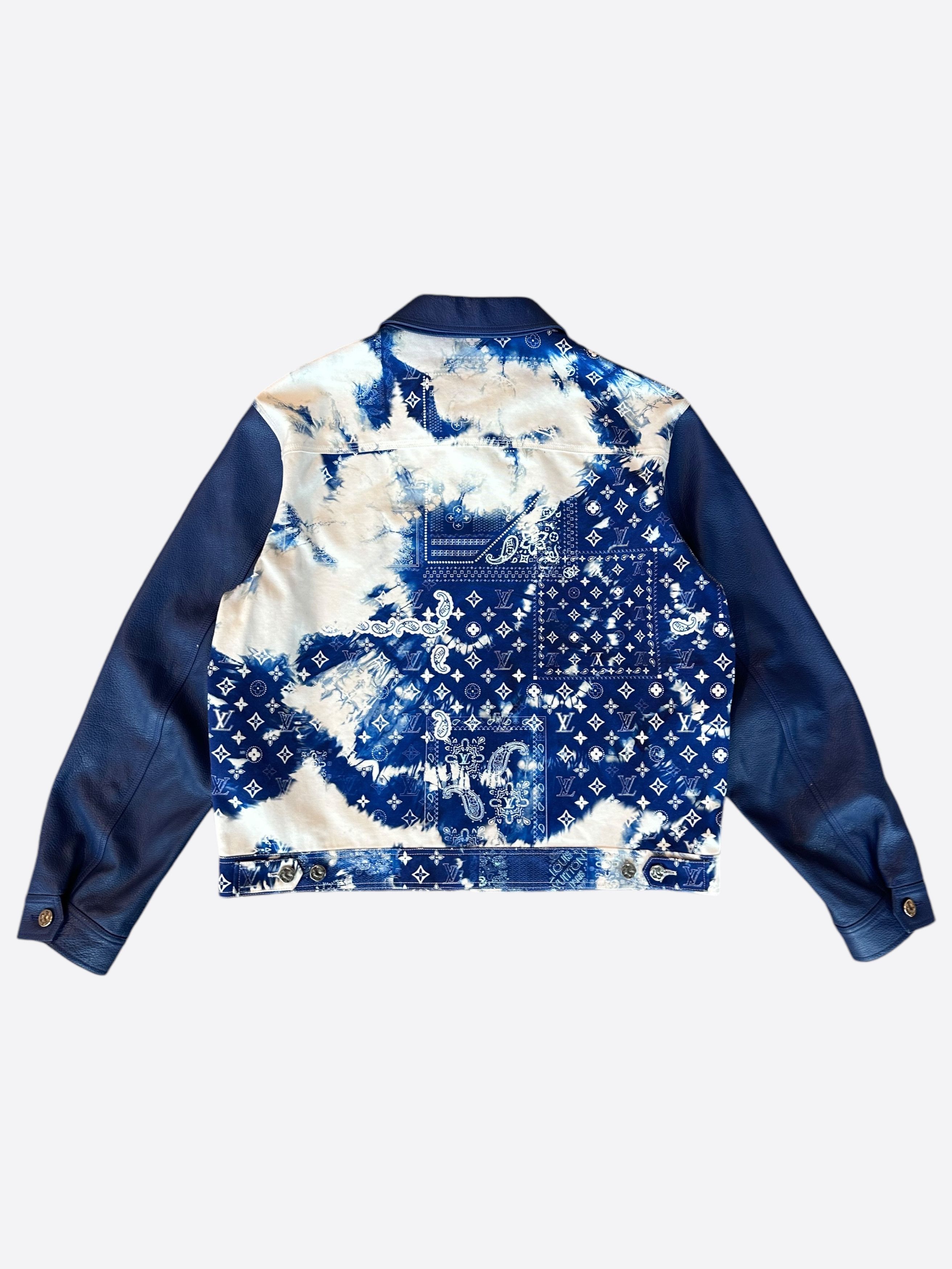 Louis Vuitton Louis Vuitton Blue Bandana Mixed Leather Jacket Size US XXL / EU 58 / 5 - 2 Thumbnail