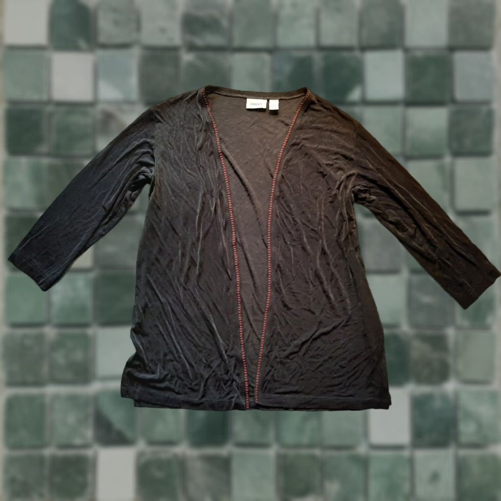 Vintage Chicos Travelers Cardigan Size 3 Black Open Front Long Sleeve Shirt Womens Size XS / US 0-2 / IT 36-38 - 1 Thumbnail