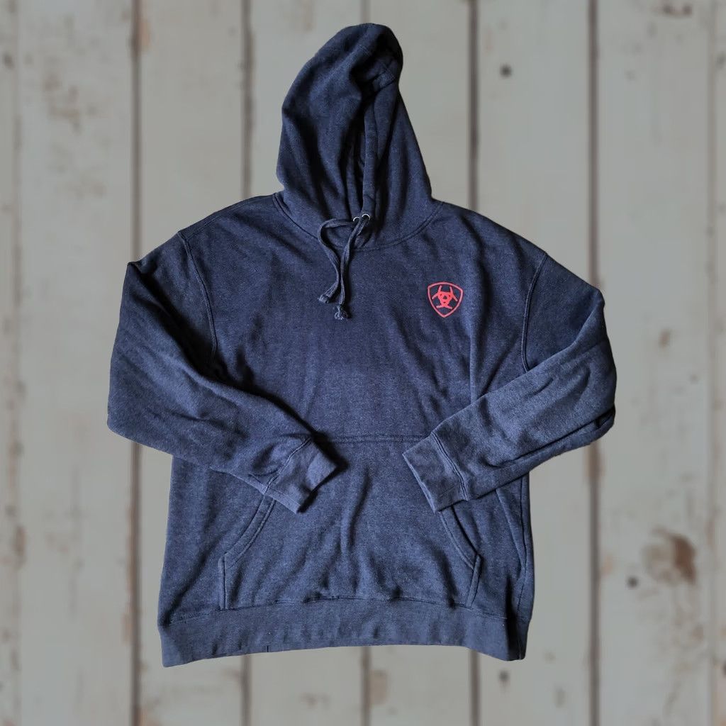 Ariat Ariat Hoodie Men XL Blue American Flag Workwear Outdoor Pullover Hooded Long Sleeve Solid Cotton Blend Fleece Size US XL / EU 56 / 4 - 1 Thumbnail