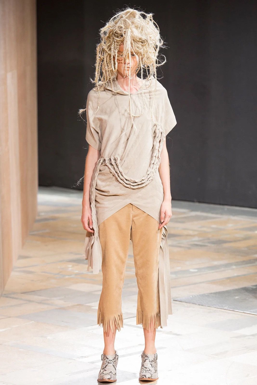 Junya Watanabe Runway SS14 Moleskin Braid Fringe Blouse Size S / US 4 / IT 40 - 1 Thumbnail