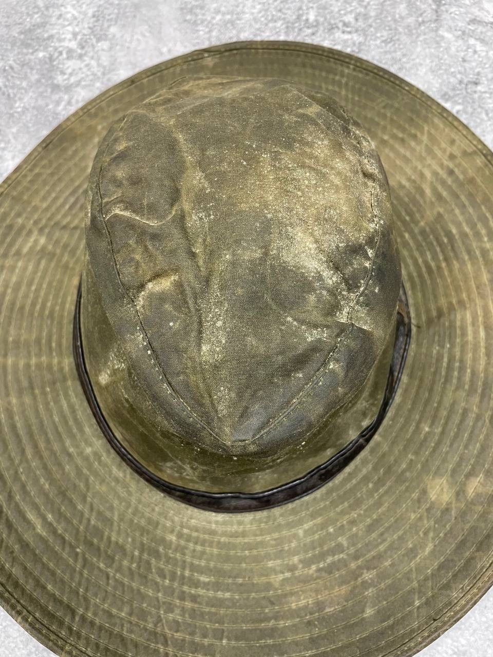 Barbour Barbour Men Waxed Bucket Hat Olive Green Classic Outdoor Hat Size 28 - 3 Thumbnail