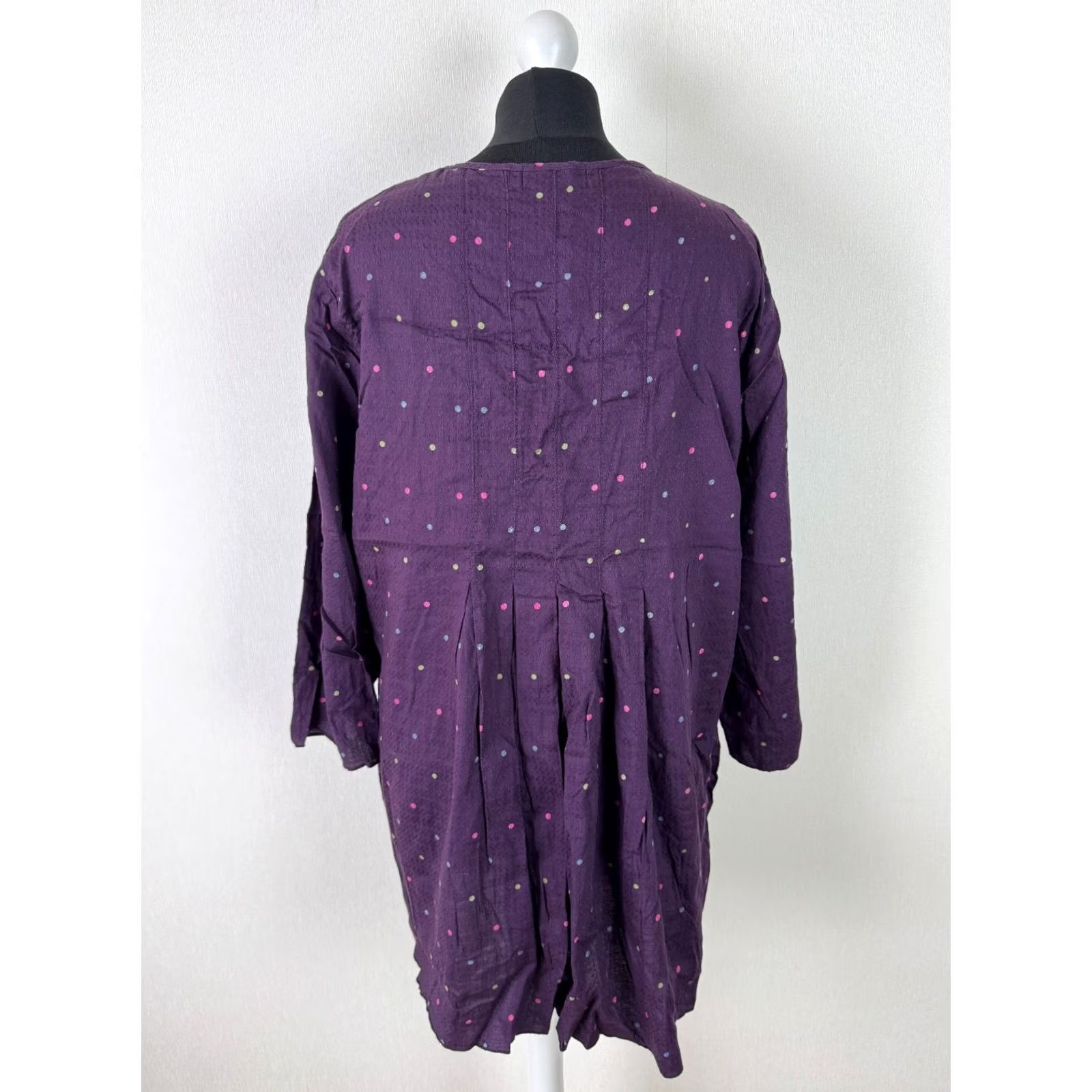 Vintage Gudrun Sjoden Tunic Shirt Womens L Organic Cotton Purple Polka Dot Boho Oversized Size L / US 10 / IT 46 - 3 Thumbnail