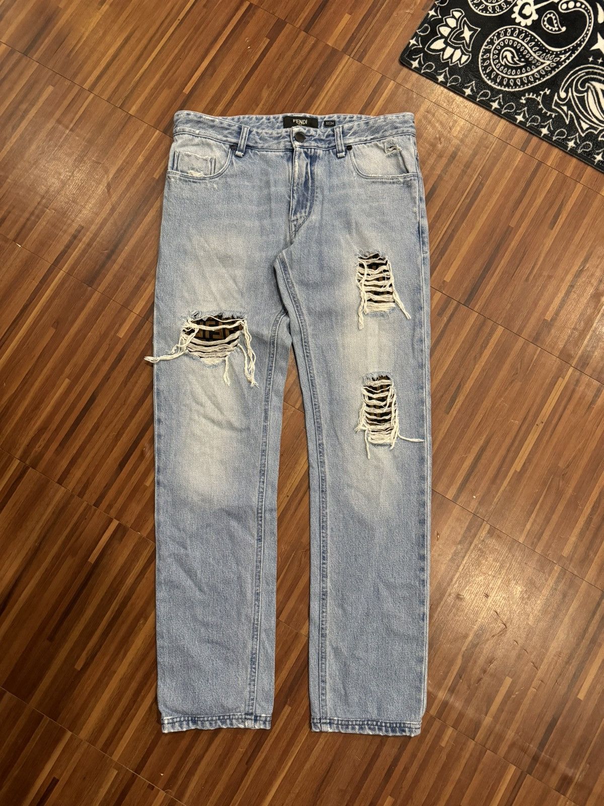 Fendi FENDI Distressed FF Logo Jeans Grailed